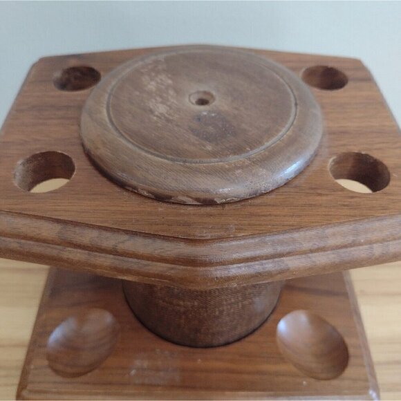 Vintage Fairfax USA Wooden 4 P*pe Rack Stand W/ Tobacco Humidor - Picture 7 of 14